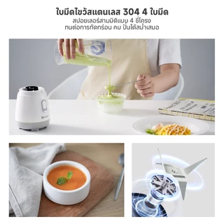Simplus x PP Krit Blender เครื่องปั่นอเนกประสงค์ ใบมีดสแตนเลส ความจุใหญ่ 600ML LLJH004