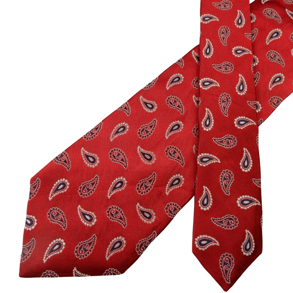เนคไท Hugo Boss Silk Red Paisley Pattern Italy เนคไทแบรนด์เนม ของแท้