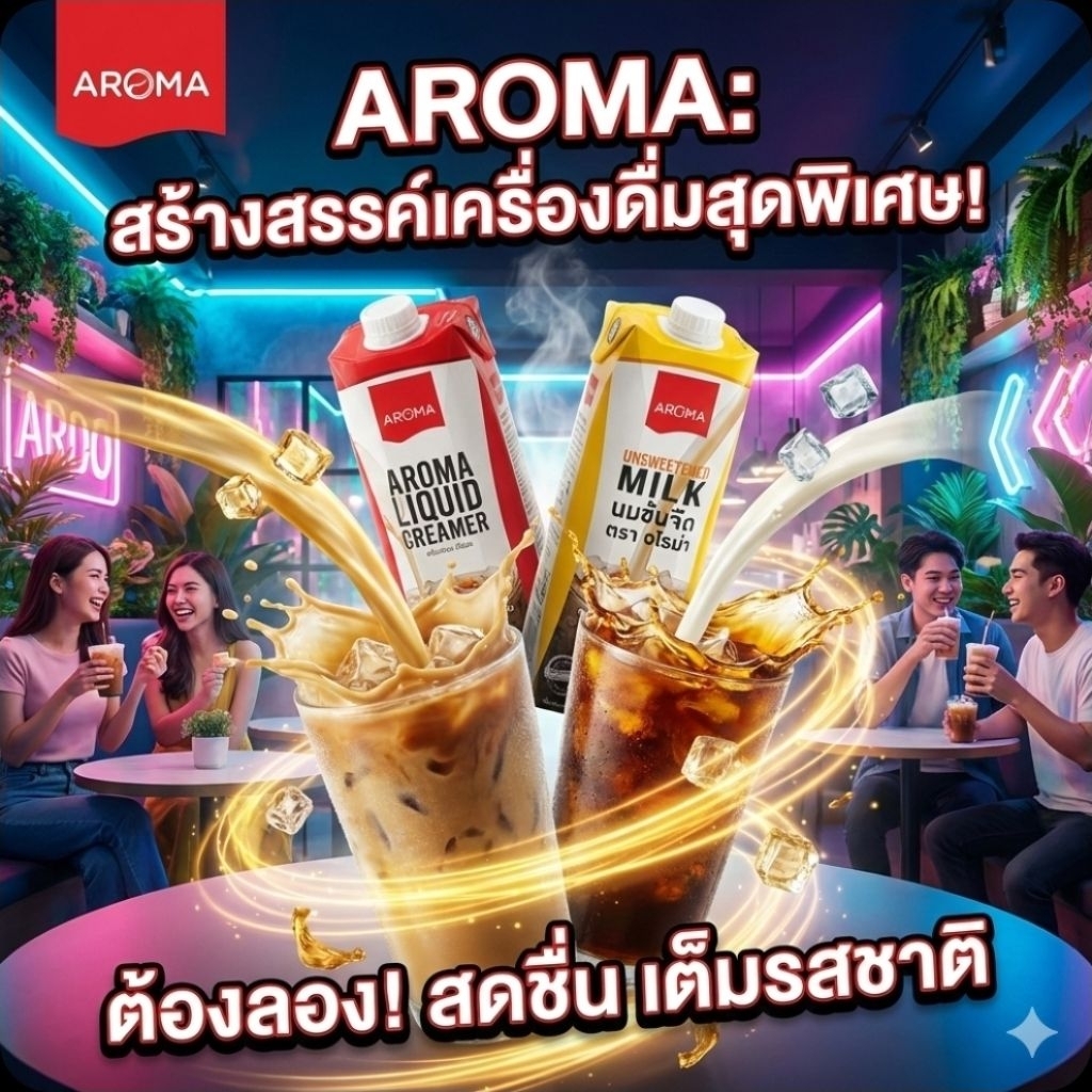 🥛Aroma อโรม่า ครีมเหลว/นมข้นจืด ขนาด 1,000 มล.🥛