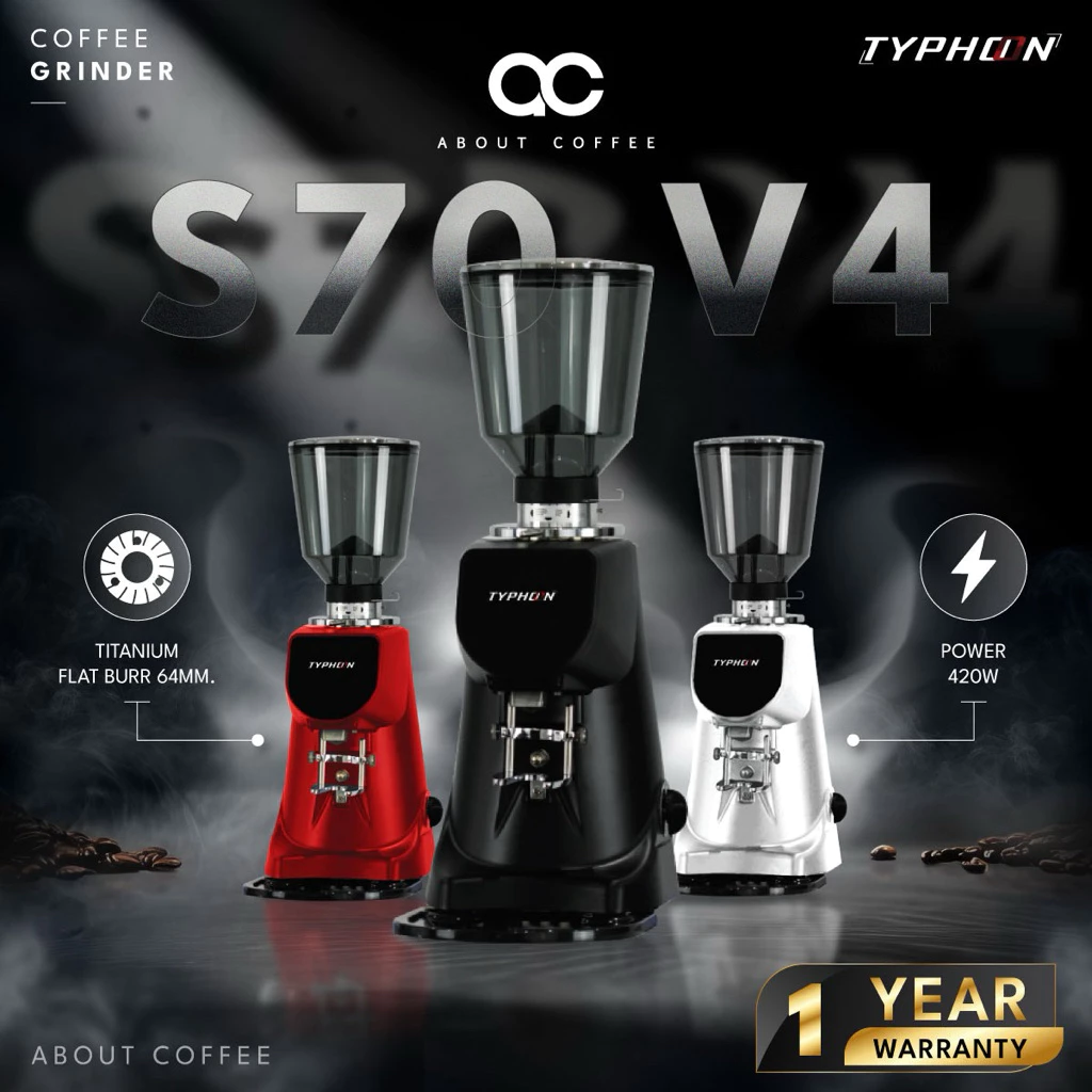 (พร้อมส่ง) ใหม่ล่าสุดTyphoon S70 V4 เครื่องบดกาแฟออโต้ V4 ใหม่ล่าสุด มีพัดลมระบายความร้อน (official thailand)