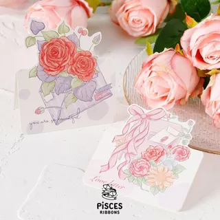 การ์ดอวยพรลายดอกกุหลาบ โทนพาสเทล สไตล์มินิมอล การ์ดข้อความ / การ์ดดอกไม้ Romantic Rose Message Card