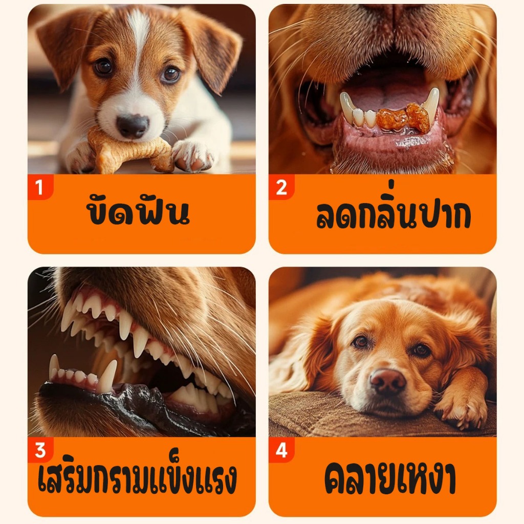 300g ขนมขัดฟัน ขนมสุนัข หนังวัวพันอกไก่ หนังวัวแท้100%ปลอดภัยไม่มีสารปรุงแต่ง - รูปที่ 7