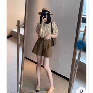 ชุดเซ็ท 2 ชิ้น กางเกงขาสั้นขากว้าง /เสื้อเชิ้ตผ้าคอตตอนลินิน…