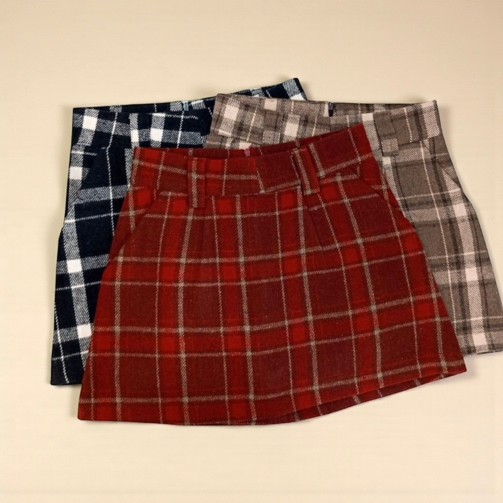 (รหัส BP911 ) กระโปรงลายสก็อตมีซับในกางเกงผ้านุ่มหนา - รูปที่ 2