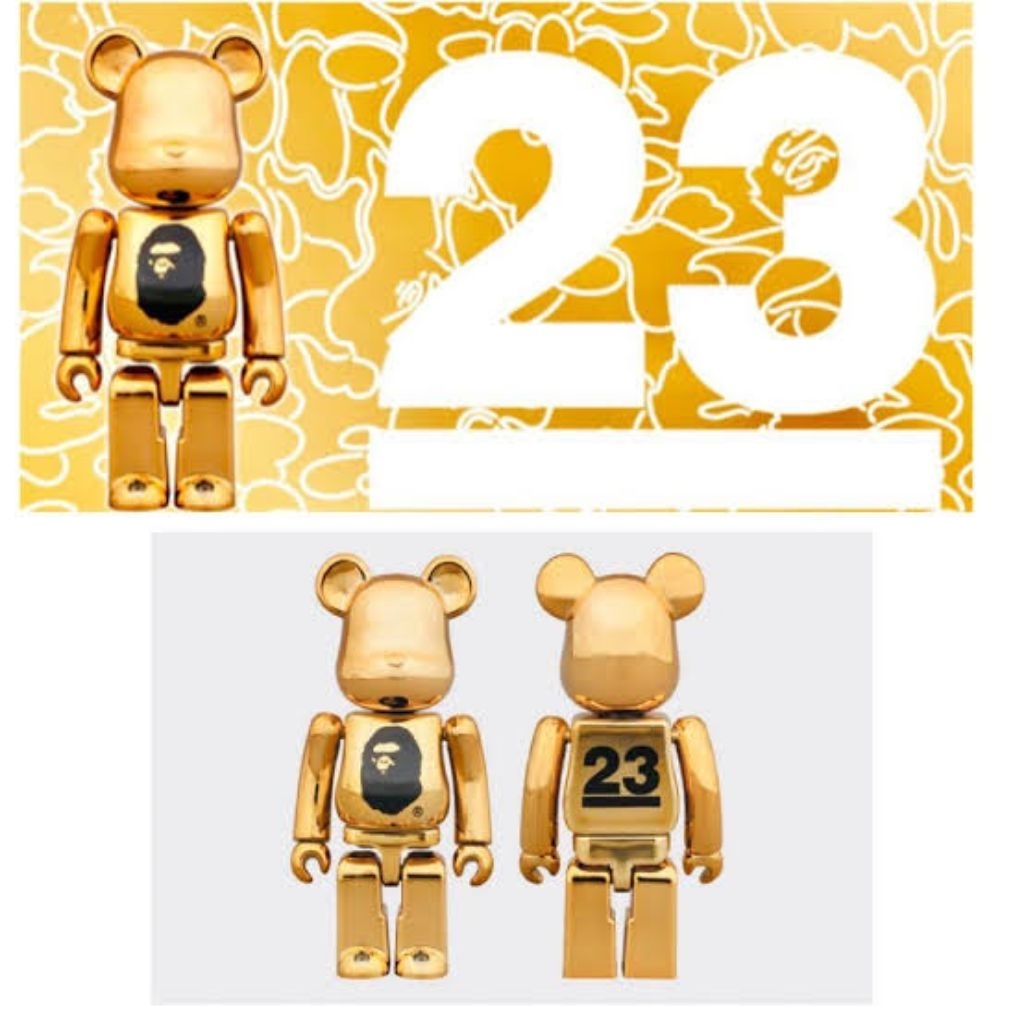 Bearbrick BAPE 23rd Anniversary Metallic Gold 100% **ของแท้ มือ1**