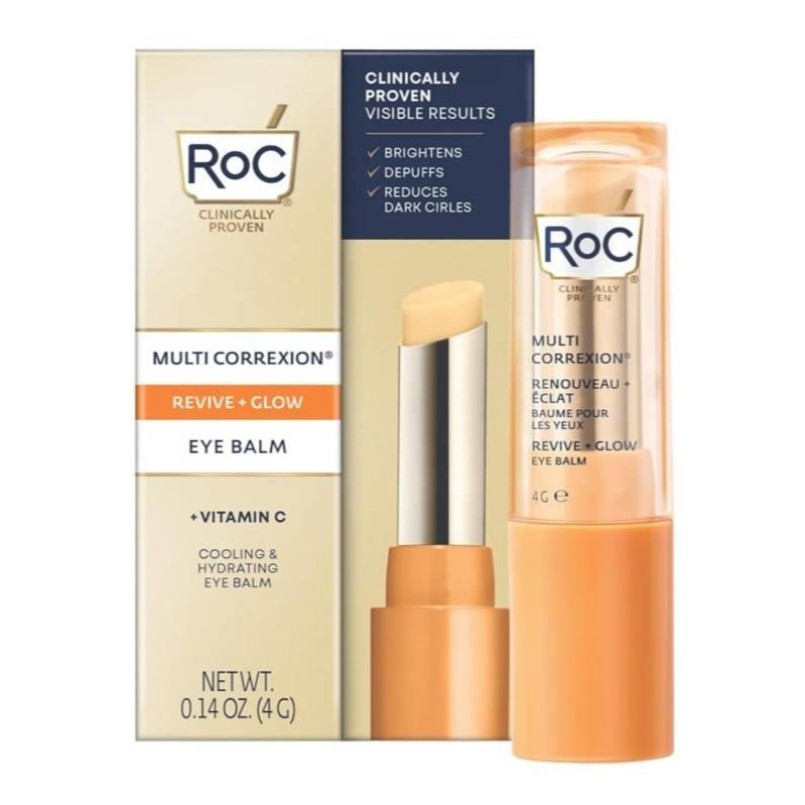 RoC Multi Correxion Revive + Glow Eye Balm, Vitamin C + Peptide, ลดรอยหมองคล้ำรอบดวงตา, 4g ของแท้พร้อมส่ง