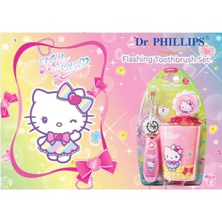 Dr.Phillips แปรงสีฟันเด็ก แปรงสีฟันมีไฟจับเวลา ชุดแปรงเด็กไฟกระพริบคิตตี้ Hello kitty สำหรับเด็กอายุ3ปีขึ้นไป