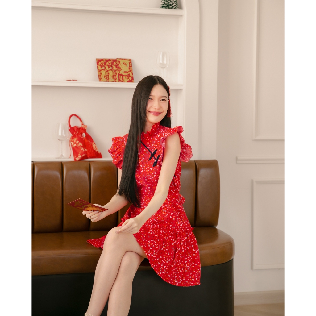 DR0472 LABELLE รุ่น Qipao Sweet Dress เดรสกี่เพ้าตรุษจีน รูปที่ 8
