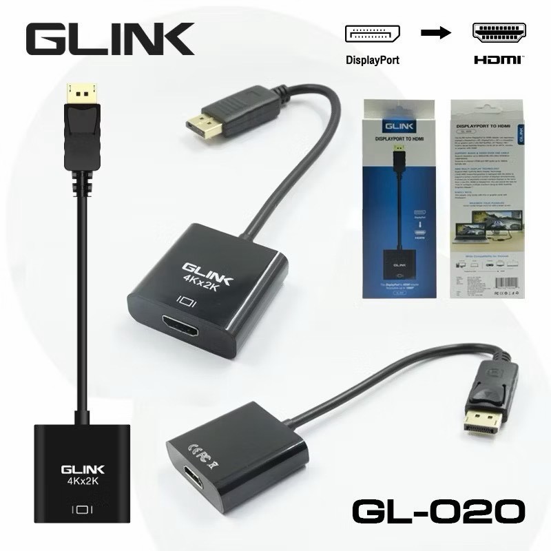 มาตรฐาน GLINK GL-020 Converter Display Port TO HDTV HDMI อุปกรณ์แปลงสัญญาณ ความละเอียดสูงสุด 1080P GL020