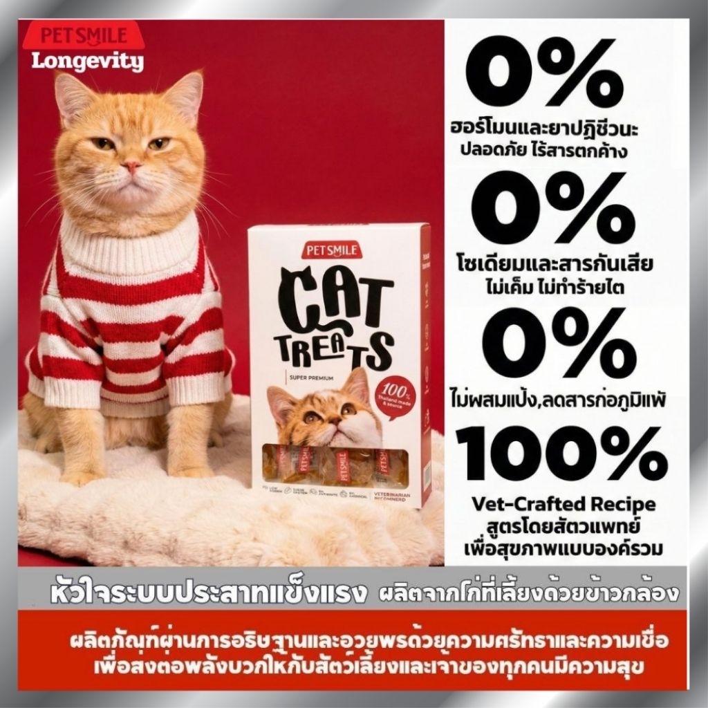 PPETSMILE SOFT ROAST CHICKEN BREAST FOR CAT 50g (อกไก่อบนิ่มเพิ่มกล้ามเนื้อสำหรับแมว)