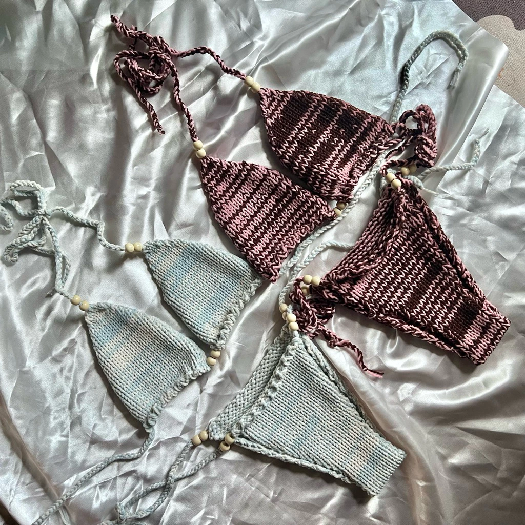 บิกินี่เซ็ต ถักไหมพรม 2ชิ้น | Bikini Knitting 👙(พร้อมส่ง)