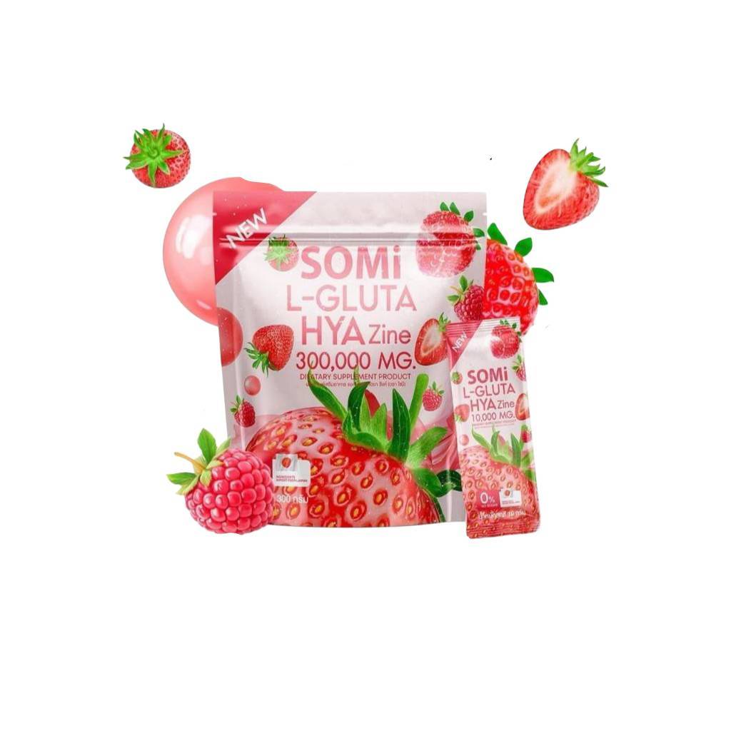 น้ำชง Somi C-Brink Collagen Vit-c & L-Gluta HYA Zinc บำรุงผิว เล็บ ผม สายตา 1 ห่อ 30ซอง