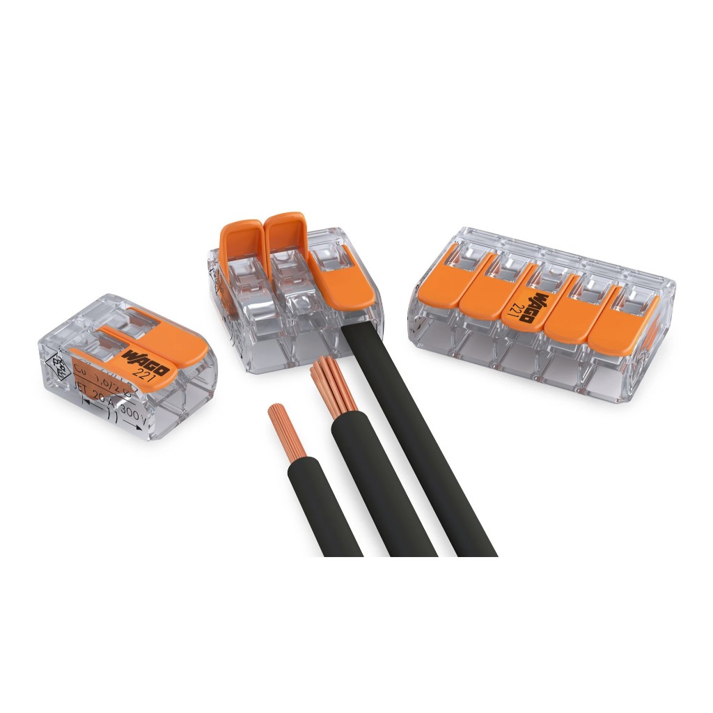 Wago connector ตัวต่อสายไฟแบบ 2 ช่อง 3 ช่อง หรือ 5 ช่อง รุ่น 221