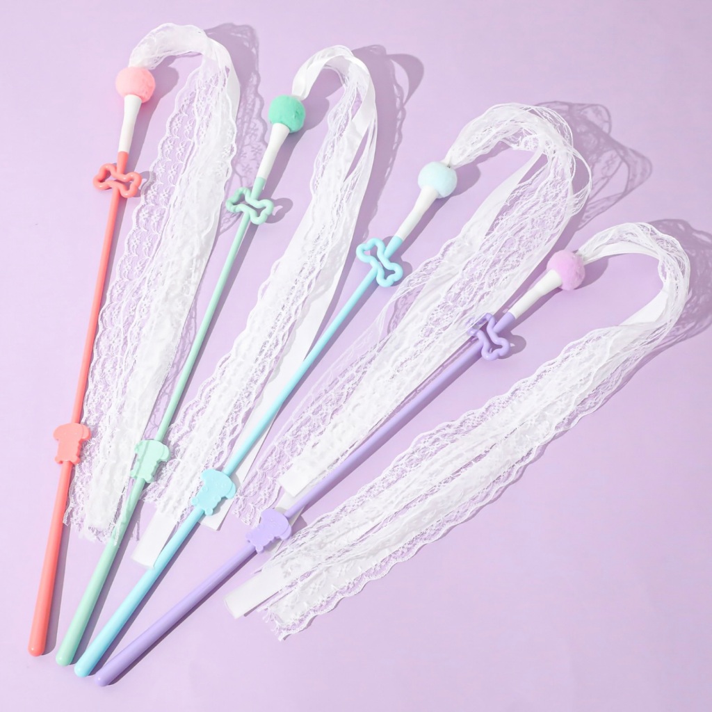 AL-1656 ไม้นางฟ้าตกแมว ไม้ตกแมว ของเล่นแมว สีสันสดใส ของเล่น รุ่นเส้นสีขาว ก้านคละสี พร้อมส่ง