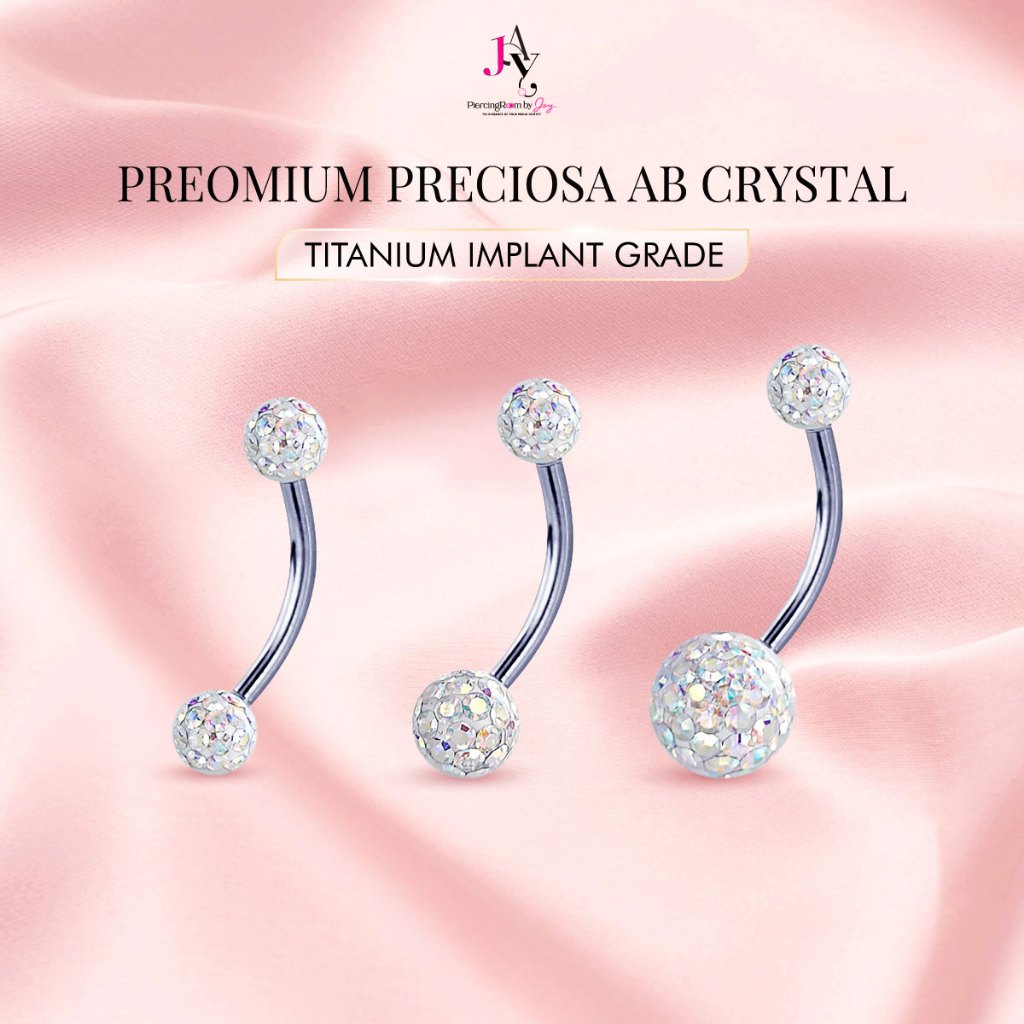 Piercingroom by Jay จิวสะดือสำหรับผิวแพ้ง่าย Premium Titanium Small Gems Prong Flower CZ เกรดการแพทย์ (ราคาต่อชิ้น)
