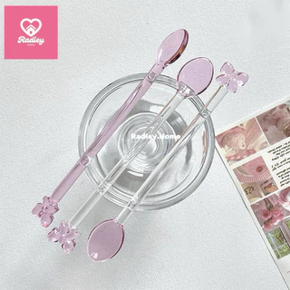 พร้อมส่งจากไทย💖ช้อนแก้วตกแต่งโบว์ มีหลายสี ช้อนชงกาแฟ ช้อนชงมัทฉะ คุณหนูคุณใจสุดๆ🎀💖