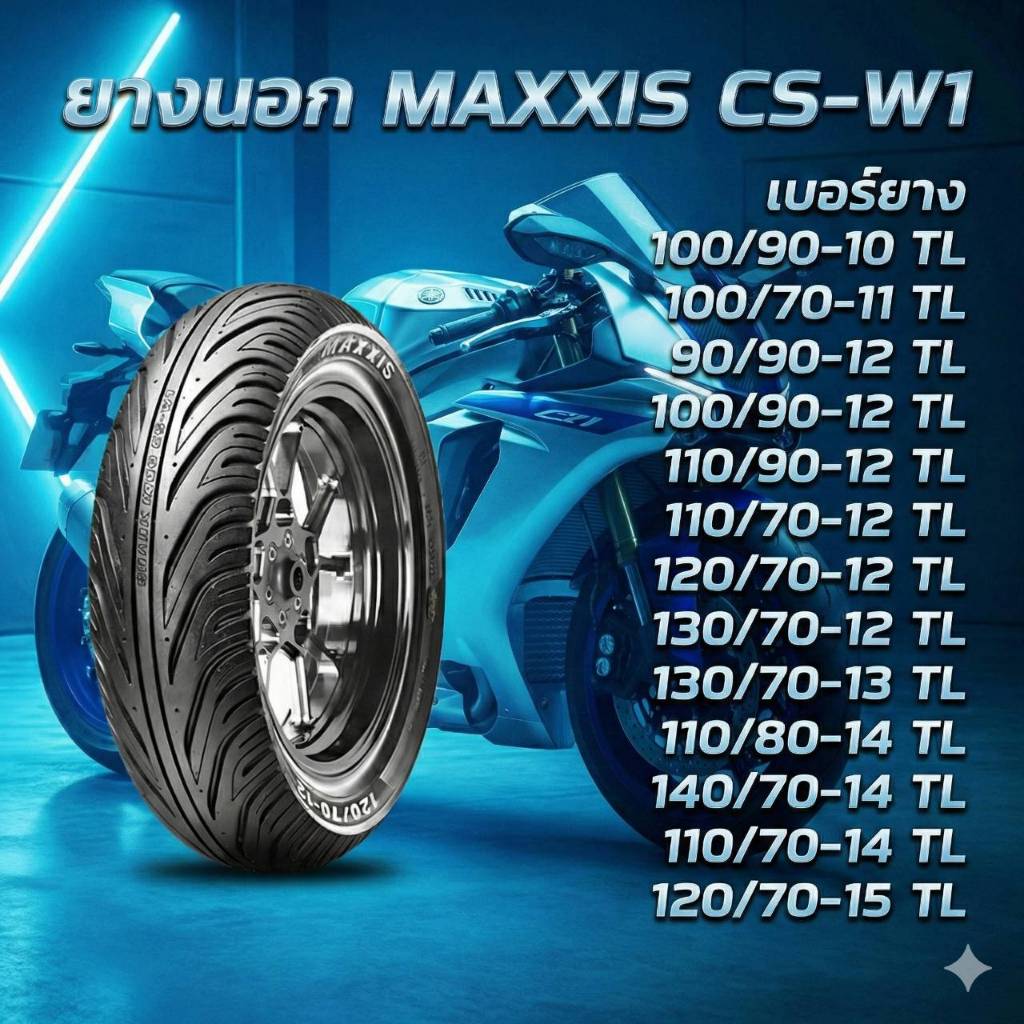 ยางนอก MAXXIS CSW1 ลายฉลาม ไม่ใช้ยางใน ขอบ10,11,12,13,14และขอบ15 ราคาต่อ 1 เส้น