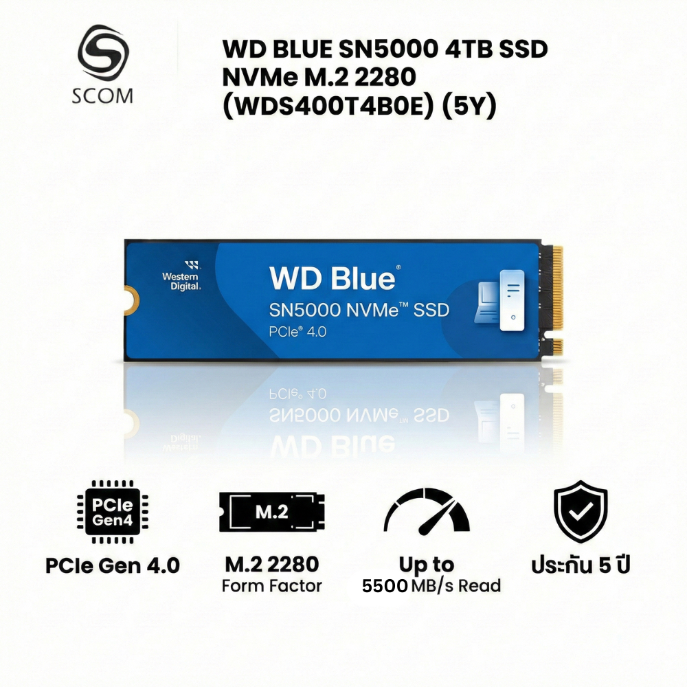 (SSD) WD 500GB 1TB 2TB 4TB SSD M.2 PCIe 4.0 WD BLUE SN5000  NVMe - Westen Digital M2