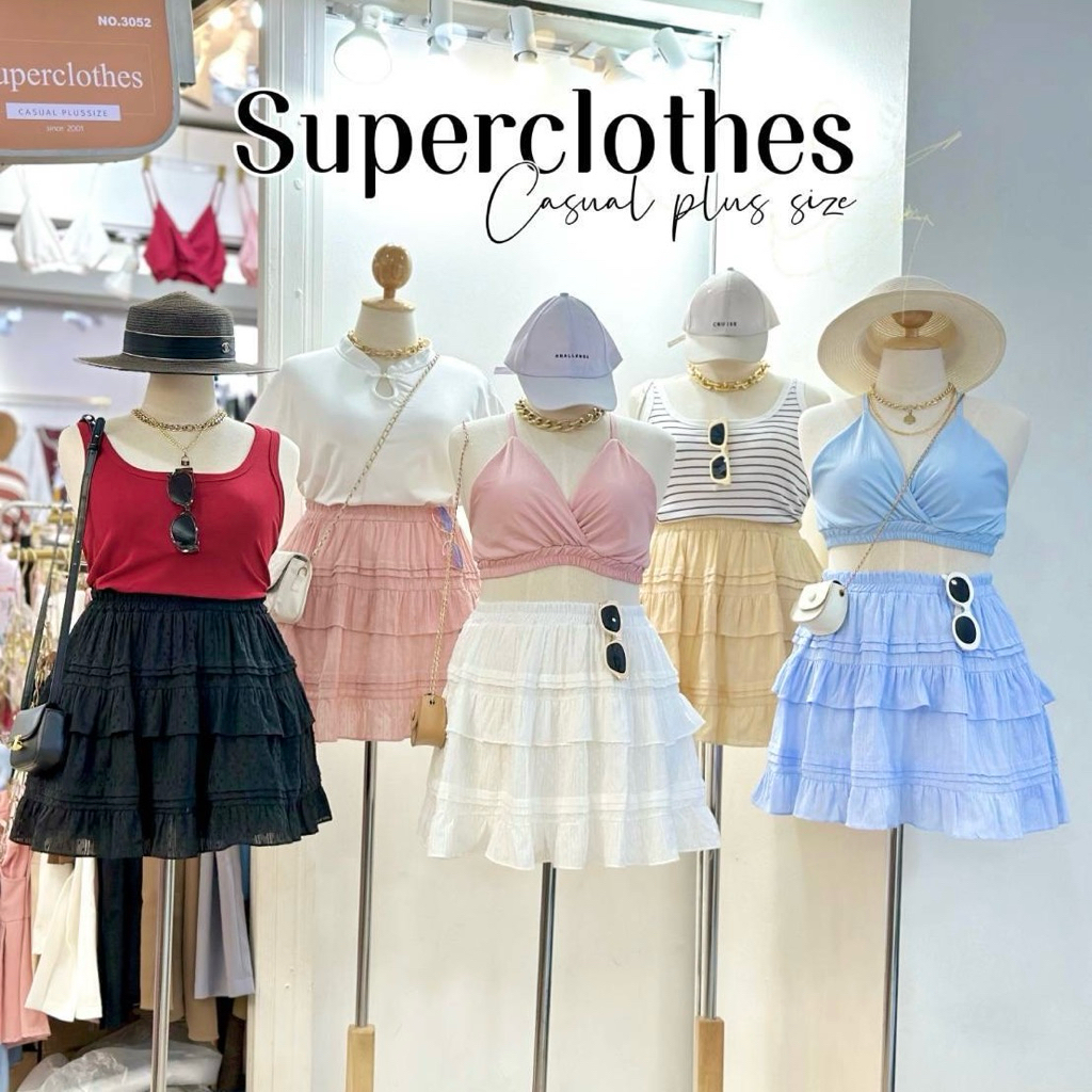 Baby skirt กระโปรงเจ้าหญิงสุดหวาน เนื้อผ้ามีดีเทลปักตุ่มๆ ผ้านุ่ม แมทซ์ง่าย เสื้อผ้าสาวอวบอ้วน พลัสไซส์ ไซส์ใหญ่