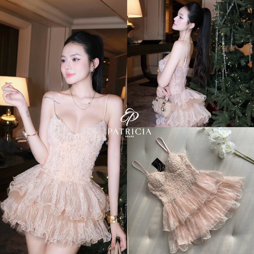 PATRICIA Dressกระโปรงสายเดี่ยวงานซิปหลัง