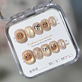[ JL121-124 ] เล็บปลอมงานสีเจล งานHandmade แบบ 10 เล็บ ฟรีชุดอุปกรณ์ติดเล็บ
