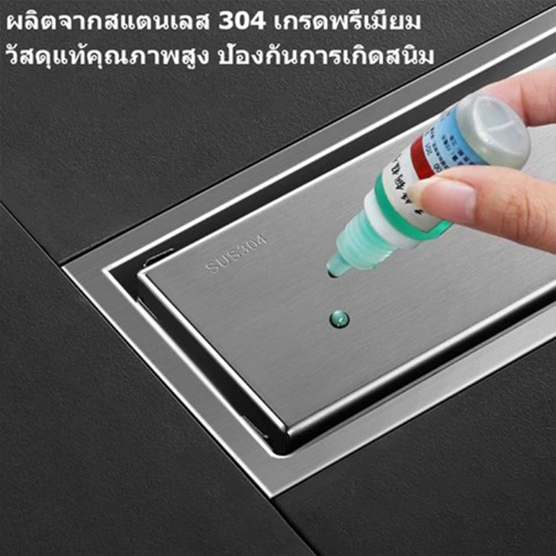 คุณภาพสูง 304 สแตนเลส สี่เหลี่ยมผืนผ้า ล่องหน ตะแ ตะแกรงท่อระบายน้ํา สามารถฝังกระเบื้อง ป้องกันแมลง กันกลิ่นท่อระบายน้ํา - รูปที่ 2