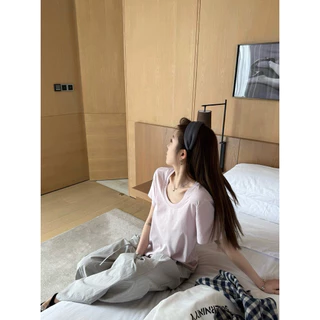 📍พร้อมส่ง📍8979 เสื้อคอยู แขนสั้น เนื้อผ้ายืดหยุ่นได้เยอะ งานสวย TAG:WG.WE 🇰🇷