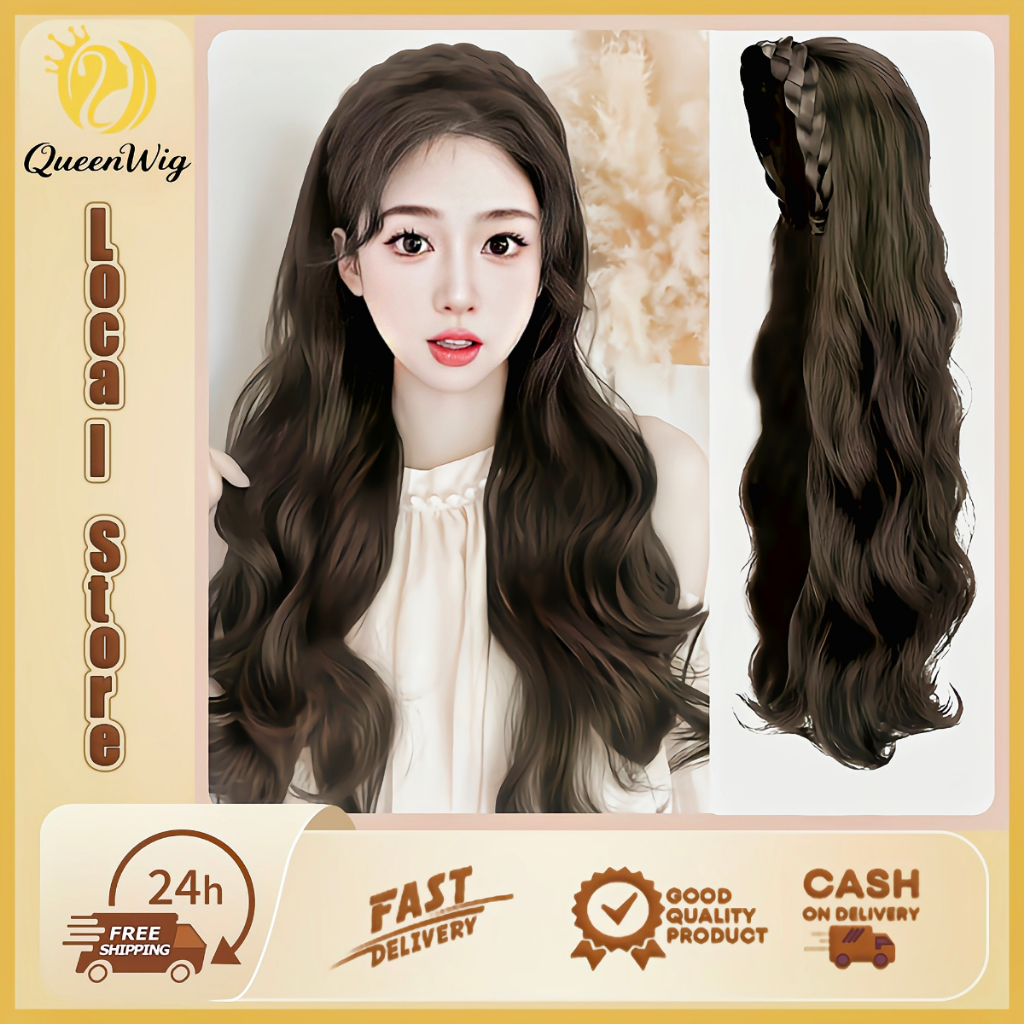 【COD&Spot goods】ผมมวยยาวสไตล์เกาหลี วิกผมครึ่งหัวแบบมวยปลา วิกผมผู้หญิงแฟชั่น สายรัดผมม้วนสไตล์แฟชั่น วิกผมใส่สบาย
