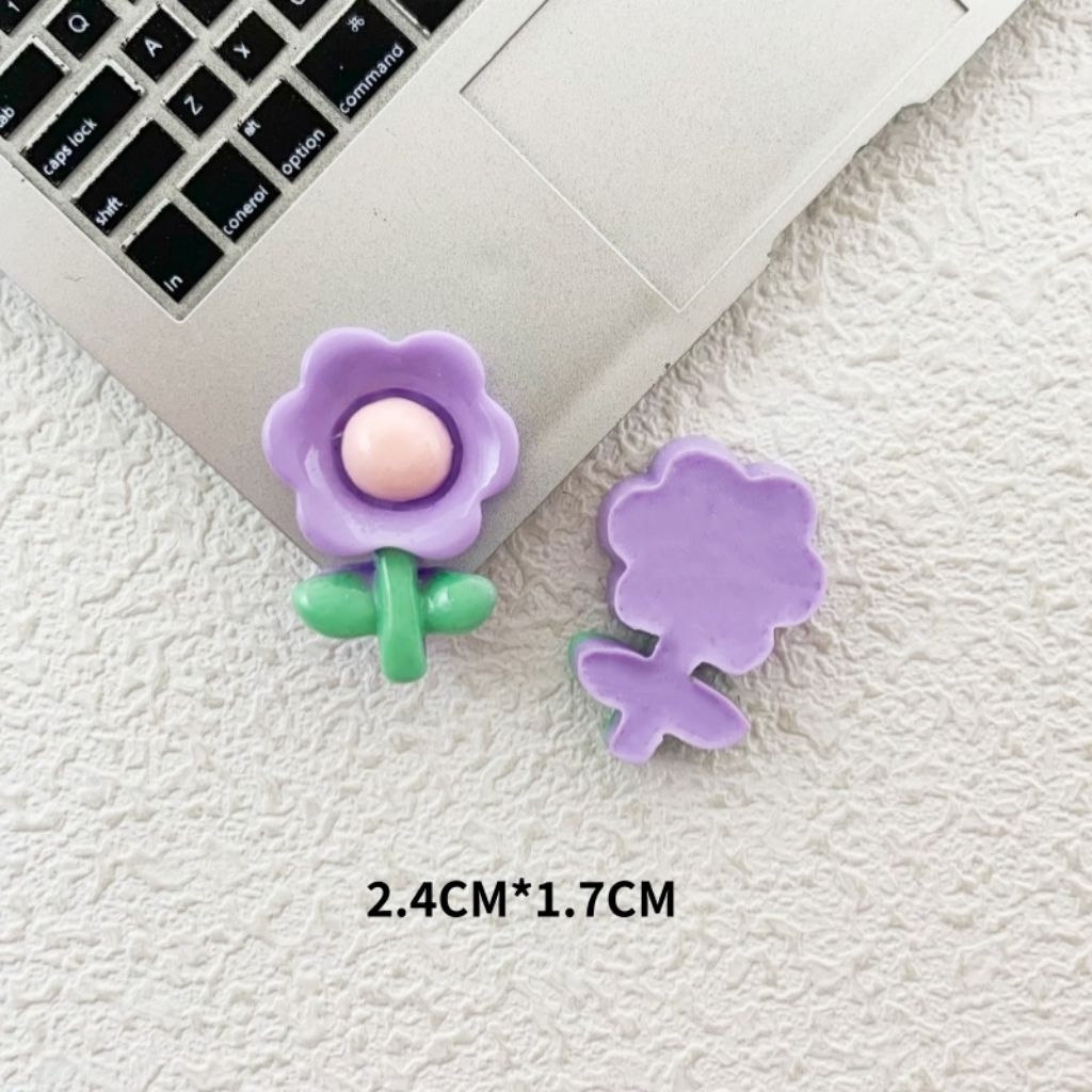10 ชิ้น เรซิ่นดอกไม้สีม่วงพาสเทล Resin purple flowers รูปที่ 4
