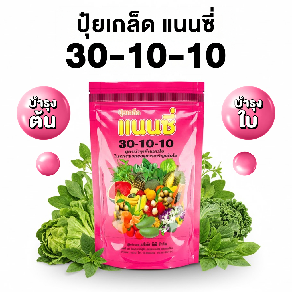ปุ๋ยเกล็ด แนนซี่ สูตร ปุ๋ย 30 10 10 แตกยอดไว ใบเขียว ฟื้นฟูต้น ปุ๋ย 1 กิโลกรัม