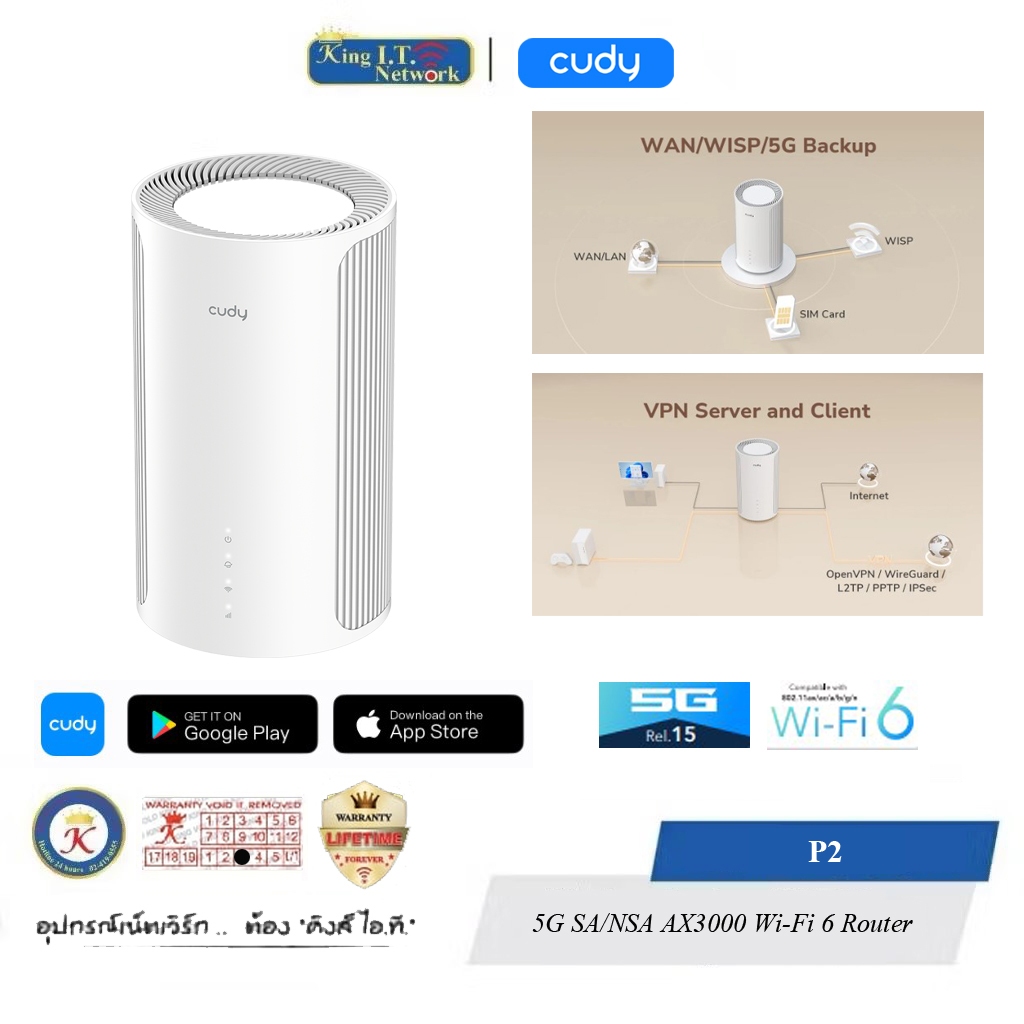 CUDY ( P2 ) 5G SA/NSA AX3000 Wi-Fi 6 Router