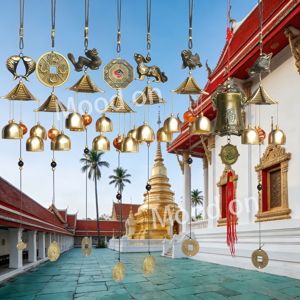 โมบายกระดิ่งลม Wind chimes เสริมวงจุย กระดิ่งลมเหล็กวินเทจ วัสดุทองแดง เหมาะสำหรับลาน สวน