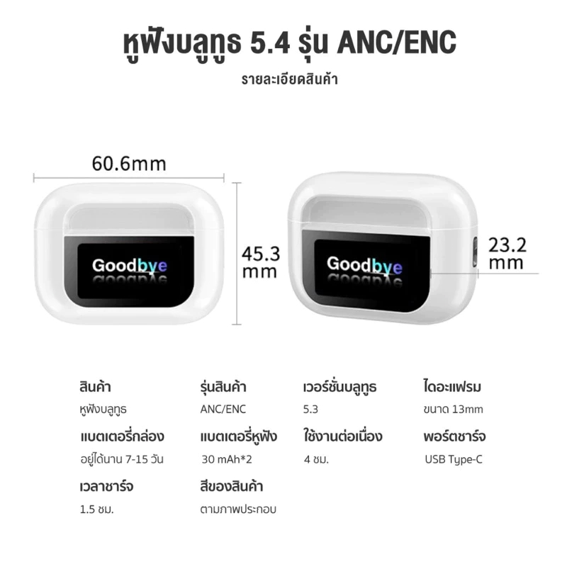 A9Pro หูฟังบลูทูธพร้อมหน้าจอทัชสกรีน AIR เทคโนโลยีล้ำสมัย พร้อมบลูทูธ5.4 เวอร์ชั่นล่าสุด - รูปที่ 4