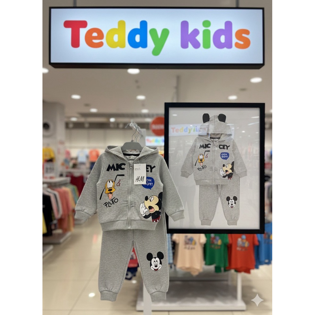 ชุดเสื้อผ้าเด็ก Mickey & Pluto แบบฮู้ด สำหรับเด็กชายและเด็กหญิง ดีไซน์น่ารัก วัสดุนุ่มสบาย