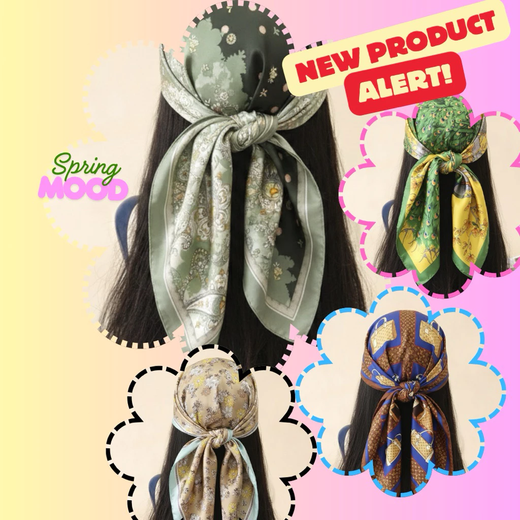 P&Pส่งไว! ผ้าโพกหัวขนาดผ้าพันคอ70x70ลายคลาสสิค classic scarf luxury brand สไตล์เกาหลี