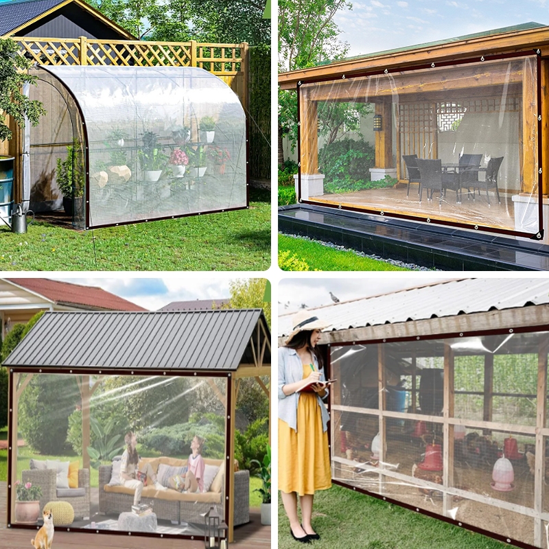 พลาสติกใส PVC กันน้ำ 100% ผ้าใบใสมีตาไก่โลหะ ขอบเย็บแน่น กันแดดกันฝน ใช้งานกลางแจ้ง ระเบียง บ้าน สวน โรงจอดรถ ร้านค้า - รูปที่ 6