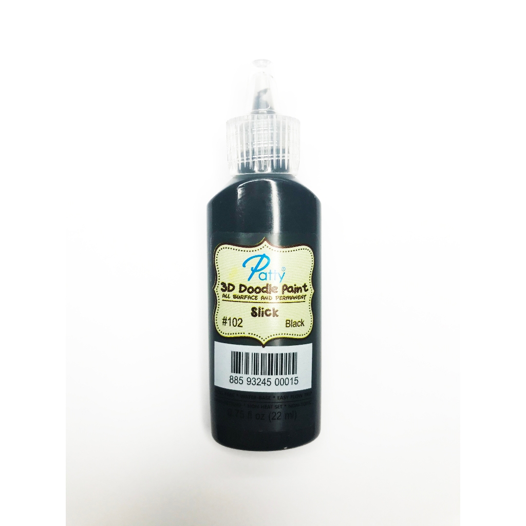 01-D102 สีเพ้นท์ผ้ากาวร่างเส้น 3 มิติเส้นนูน สีดำแม่สี Patty 3d doodle fabric paint (black slick)