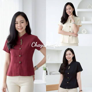เสื้อผ้าฝ้ายคอจีนกระดุมเหรียญหญิง