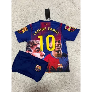 ชุดบอลเด็กโต สโมสรบาร์เซโลน่าNO10ชื่อลามีน ยามาล ปี2025ใหม่ล่าสุด เสื้อ+กางเกง