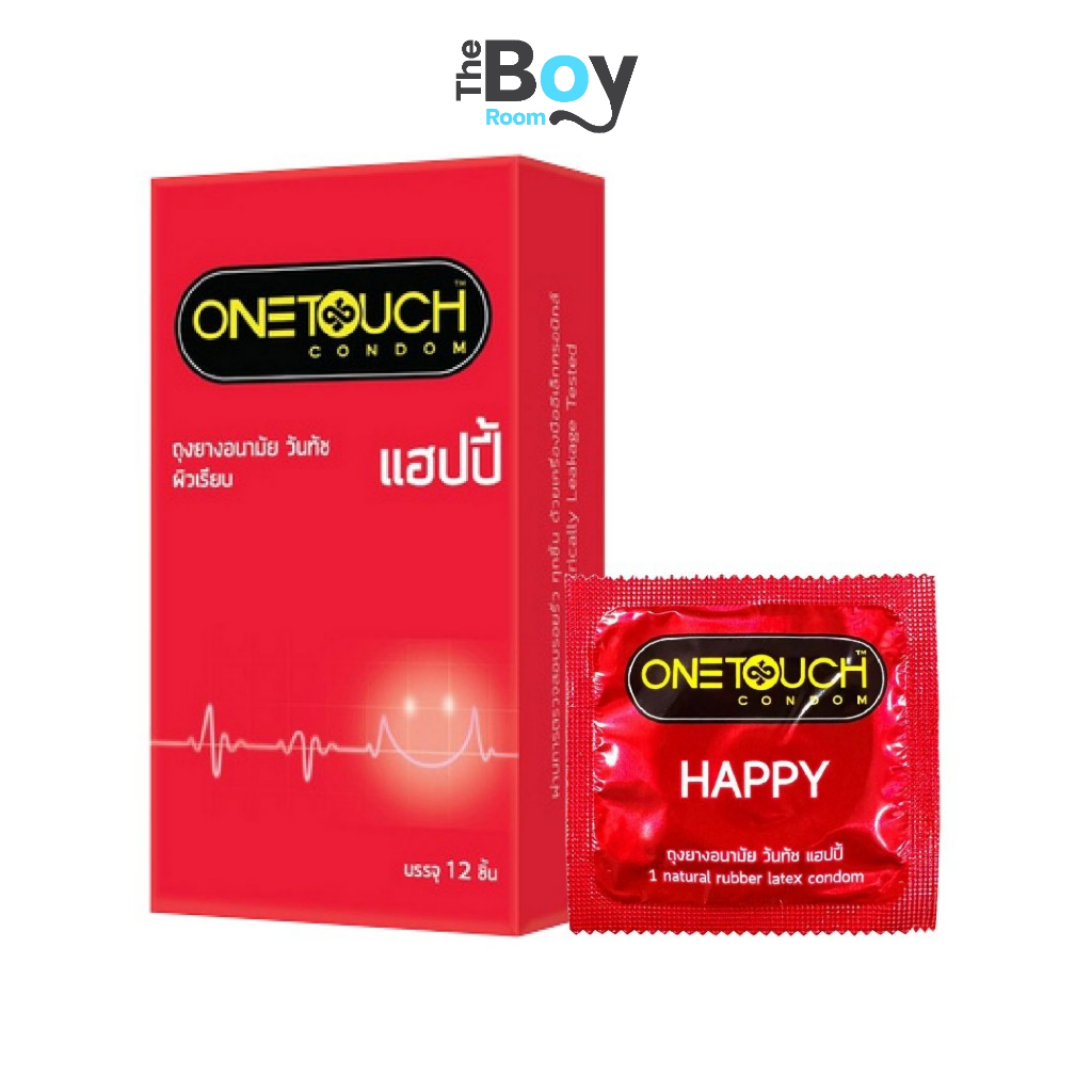 Onetouch ถุงยางอนามัย วันทัช แฮปปี้ ชนิดเรียบ บาง น้ำมันซิลิโคน 550 มก. ไซส์ 52 มม.