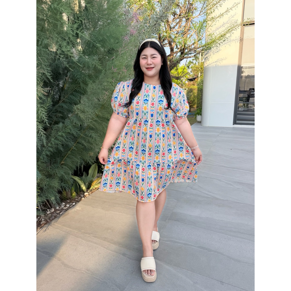 SM001 ชุดเดรสซัมเมอร์สาวอวบพลัสไซด์ ลูกคุณหนูสุดๆ ￼