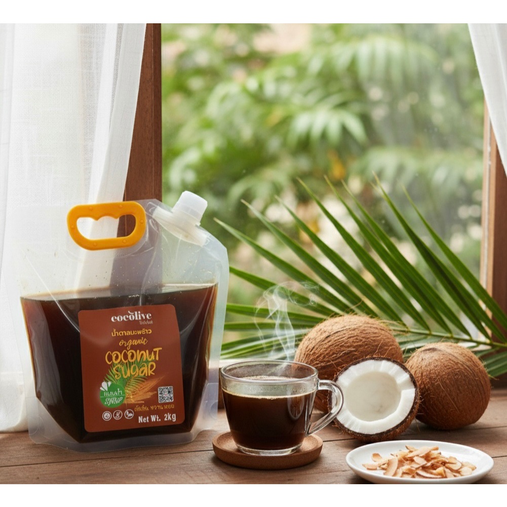 Healthy Sweetener, Healthy syrup น้ำตาลมะพร้าวออแกนิก ไซรัป เข้มข้น .Coconut sugar syrup. Low GI syr