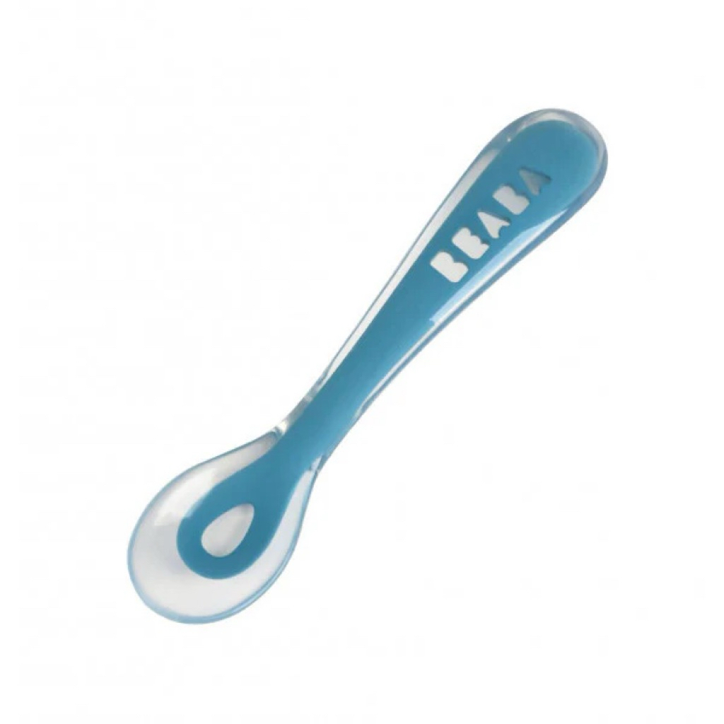 BEABA ช้อนซิลิโคน ด้ามสั้น 2nd age soft silicone spoon - Blue