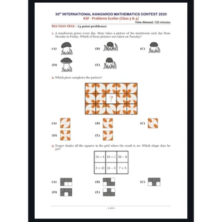 รวมข้อสอบ KANGAROO MATH คณิตศาตร์ระดับชาติ ระดับชั้น ประธมถึงมัธยม ตั้งแต่ปี 2005-2026 *อัพเดท* ภาษาอังกฤษ (พร้อมคำตอบ)