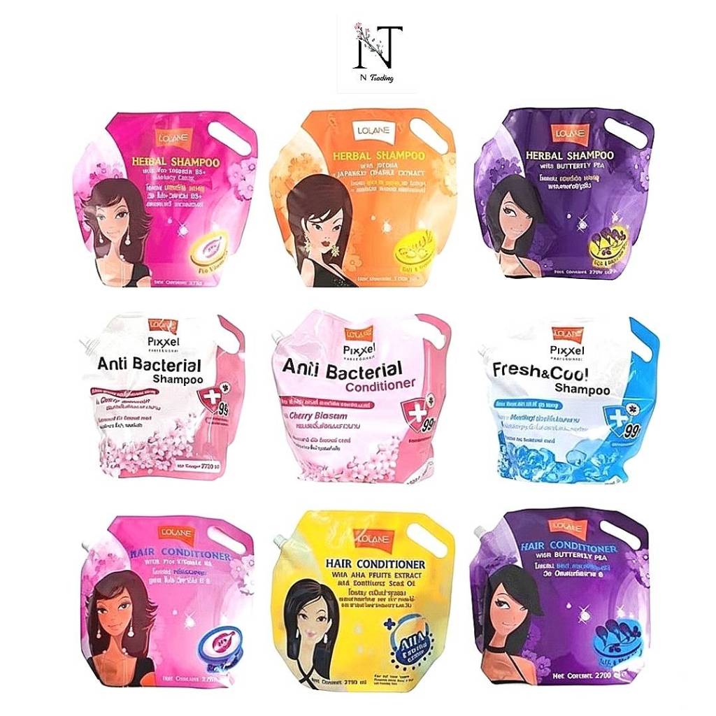 Lolane Shampoo & Conditioner | โลแลน เฮอร์บัล/พิกเซล แชมพู และครีมนวด | บำรุงผมแห้งเสีย แตกปลาย กลิ่นหอม ชนิดถุง 2700 ml