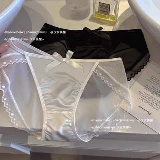 M-XL🦋กางเกงในผู้หญิง เซ็กซี่ลูกไม้ ตัดข้างสูง เอวต่ำ ผ้าแพร ซับในฝ้าย ระบายอากาศได้ดี