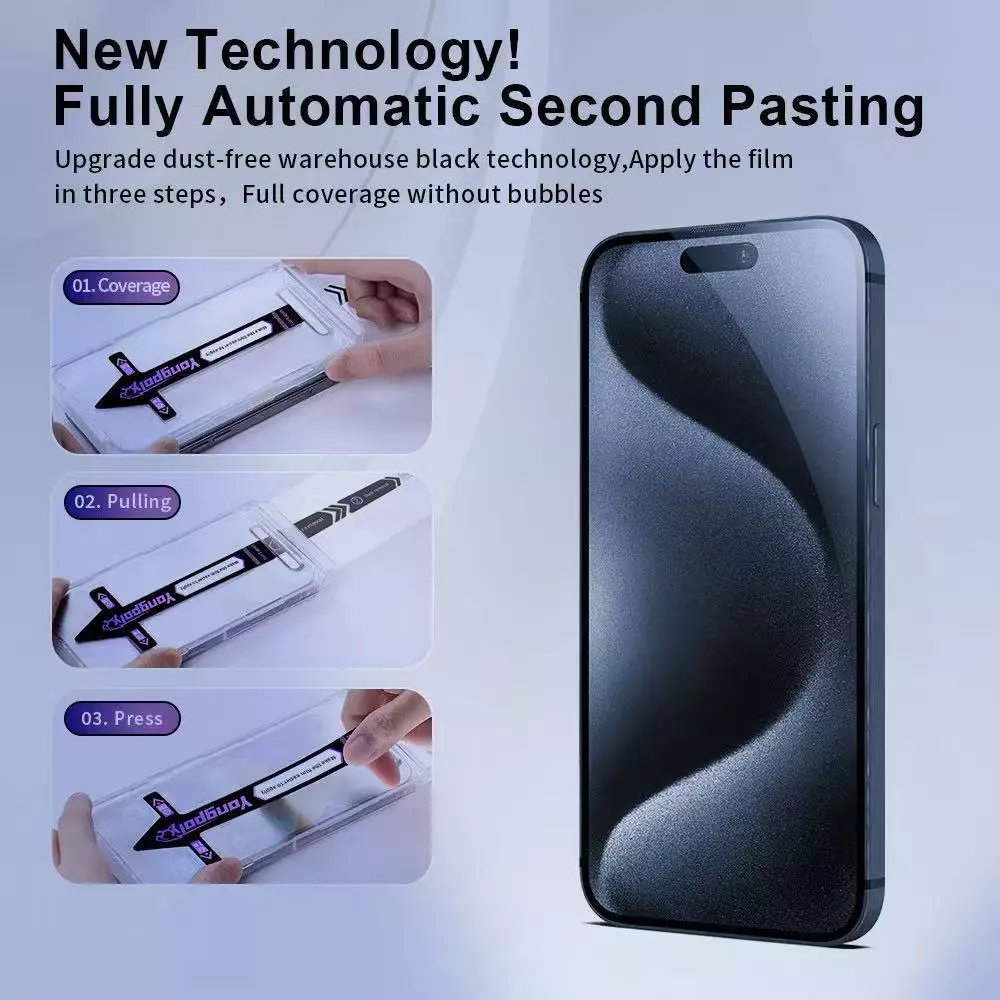 ฟิล์มกระจก iPhone แบบเต็มจอ HD ติดง่าย ทำความสะอาดอัตโนมัติ thumbnail 5
