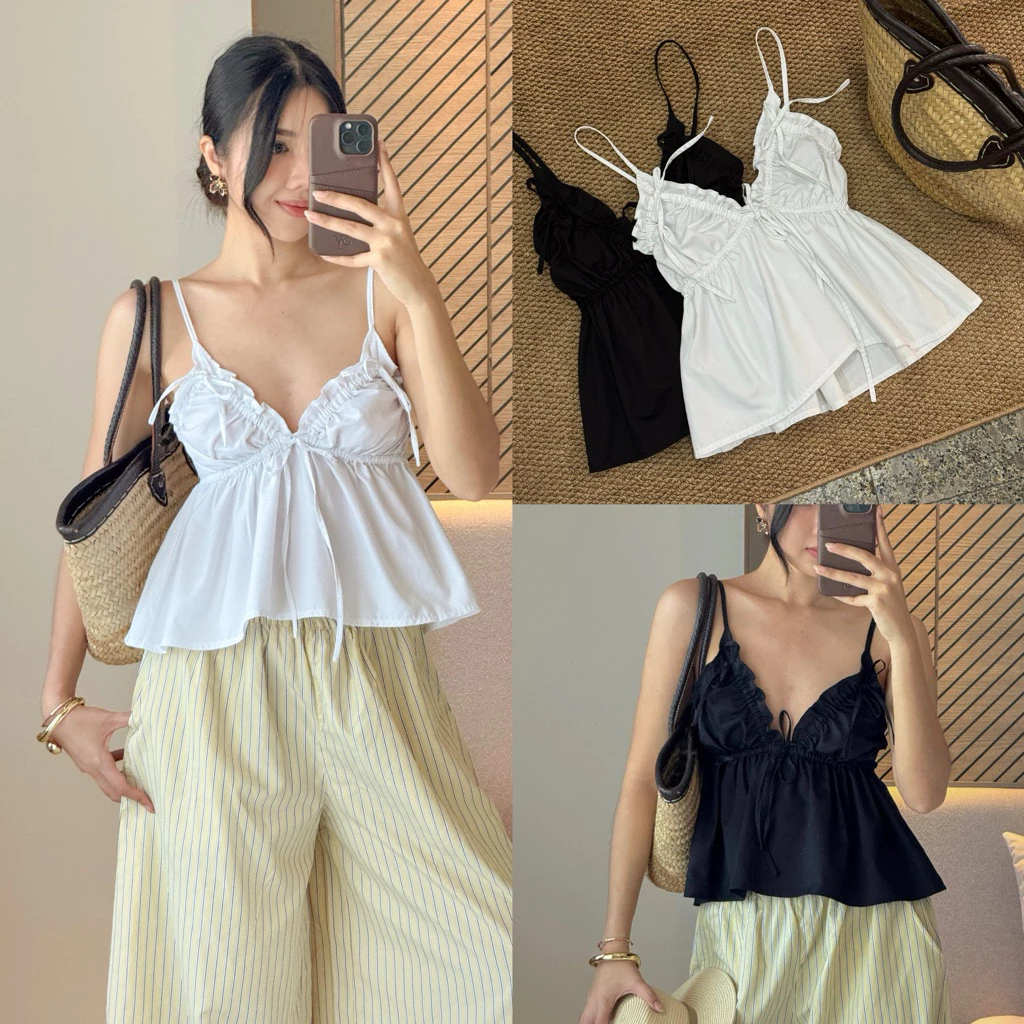 เสื้อสายเดี่ยวผ้าคอตต้อน | Ella Babydoll Camisole |