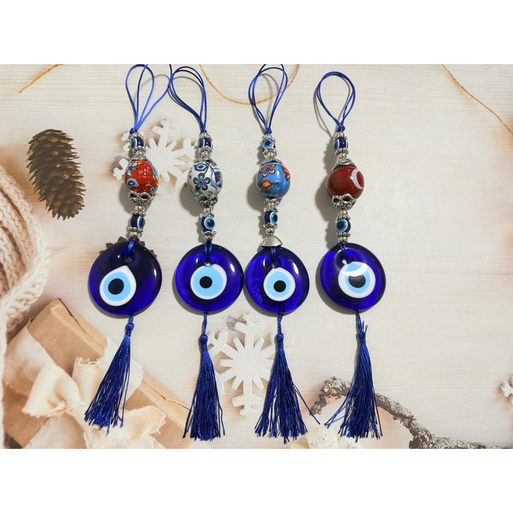 Turkish Evil Eye แบบแขวน งานแก้ว+เซรามิก จากตุรกี ขนาด Evil Eye ~6 cm