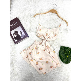 พร้อมส่ง!!! ชุดนอนเสื้อสายเดี่ยวกางเกงผ้าไหมญี่ปุ่น ผ้านิ่มใ…